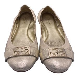 Coach Dora Flats Metallic Leather Ballet Flats Women’s Size 6